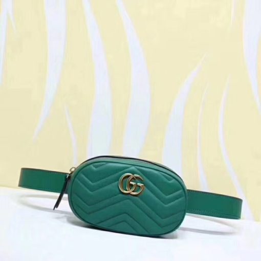 GUCCI 'Marmont' Belt Bag. Original Quality Bag including gift box, care book, dust bag, authenticity card. Part of the GG Marmont line, the belt bag was presented for the first time by Alessandro Michele in the Pre-Fall 2017 collection. It has a sportswear-inspired rounded shape with a leather belt which is designed so the bag can be worn high on the waist. It features the recognizable Double G detail-an archival play on the Running G. | CRIS&COCO Authentic Quality bags and Accessories