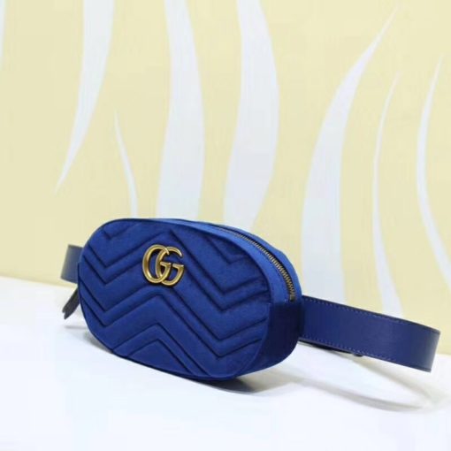 GUCCI 'Marmont' Belt Bag. Original Quality Bag including gift box, care book, dust bag, authenticity card. Part of the GG Marmont line, the belt bag was presented for the first time by Alessandro Michele in the Pre-Fall 2017 collection. It has a sportswear-inspired rounded shape with a leather belt which is designed so the bag can be worn high on the waist. It features the recognizable Double G detail-an archival play on the Running G. | CRIS&COCO Authentic Quality bags and Accessories