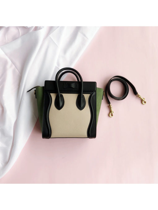 CELINE Luggage Nano. Original Quality Bag including gift box, care book, dust bag, authenticity card.  Nano luggage bag in calfskin with leather handles, a removable shoulder strap, and a zip closure. The bag has a zipped outer pocket on the front. | CRIS&COCO Authentic Quality bags and Accessories