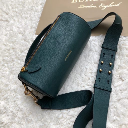 BURBERRY The Leather Barrel Bag. Original Quality Bag including gift box, care book, dust bag, authenticity card. A cylindrical micro bag in block-color leather. Use the military-inspired belt strap to carry it crossbody or on the shoulder. | CRIS&COCO Authentic Quality Designer Bag and Luxury Accessories