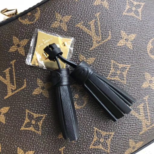 LOUIS VUITTON Saintonge Monogram Canvas Crossbody Bag. Original Quality Bag. Authentic calf leather trim and monogram coated canvas. Gold-toned Hardware. LOUIS VUITTON Sales Box and Dust Bag. Booklet, Authenticity Card, Payment Slip. Monogram canvas and smooth calfskin combine in the Saintonge, a compact bag with a youthful vibe. The leather lends contrast and volume to the design, and the tassels are a playful touch. With its top handle and long strap, the bag can be worn with top handle or as crossbody and shoulder bag. | CRIS&COCO | High quality designer bags and authentic luxury