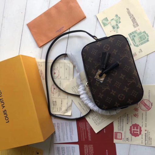 LOUIS VUITTON Saintonge Monogram Canvas Crossbody Bag. Original Quality Bag. Authentic calf leather trim and monogram coated canvas. Gold-toned Hardware. LOUIS VUITTON Sales Box and Dust Bag. Booklet, Authenticity Card, Payment Slip. Monogram canvas and smooth calfskin combine in the Saintonge, a compact bag with a youthful vibe. The leather lends contrast and volume to the design, and the tassels are a playful touch. With its top handle and long strap, the bag can be worn with top handle or as crossbody and shoulder bag. | CRIS&COCO | High quality designer bags and authentic luxury