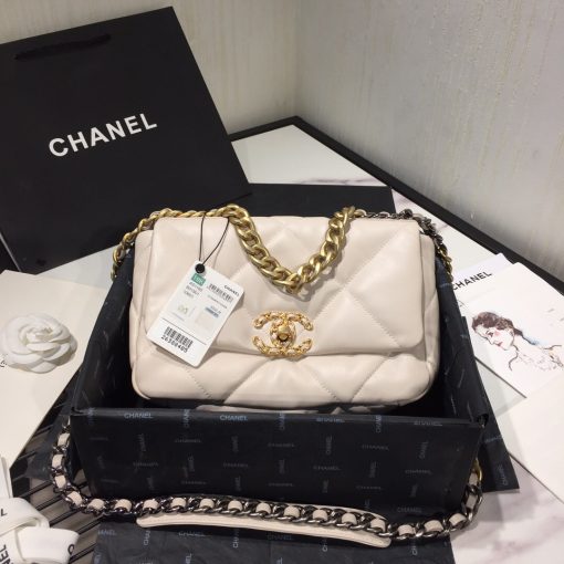 CHANEL '19' Flap Bag. High-end quality bag including gift box, literature, dust bag, authenticity card. Chanel's newest bag was designed along with Virginie Viard, and it made its debut on the runway of Paris Fashion Week earlier this year. The bag, called the Chanel 19 Bag, is aptly named after its birth year, and it is said to be inspired by the classic 2.55 bag. | CRIS&COCO Authentic Quality Designer Bags and Luxury Accessories