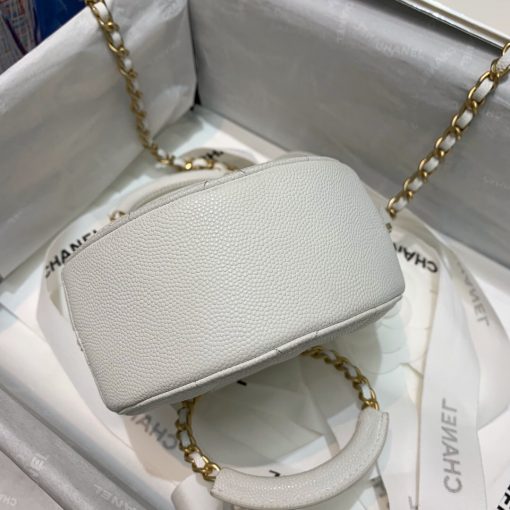 CHANEL Round Chain Clutch. AAA Quality Clutch including gift box, literature, dust bag, authenticity card. The little-noticed round clutch with chain. It’s neat, sweet and petite. Some might call it more of a coin purse or an accessory for your purse. An iPhone likely won’t fit and forget about any plus size device. But if your needs are little, it certainly can hold a credit card, some cash and lipstick. | CRIS&COCO Authentic Quality Designer Bag and Luxury Accessories