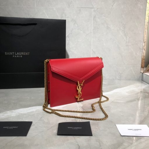 SAINT LAURENT Cassandra Monogram Chain Bag. Original Quality Bag including gift box, literature, dust bag, authenticity card. This Cassandra shoulder bag is a masterclass in refined elegance. Crafted in calf leather, it's punctuated with metal-tone hardware including purse feet to keep it in pristine condition. Whether you wear it over one shoulder or carried in-hand is up to you. | Cris and Coco Authentic Quality Luxury Bags and Accessories