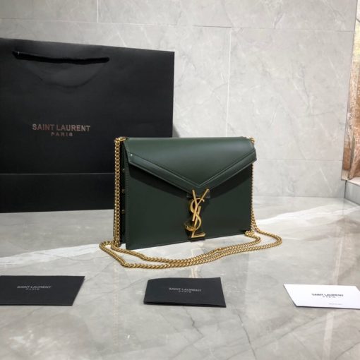 SAINT LAURENT Cassandra Monogram Chain Bag. Original Quality Bag including gift box, literature, dust bag, authenticity card. This Cassandra shoulder bag is a masterclass in refined elegance. Crafted in calf leather, it's punctuated with metal-tone hardware including purse feet to keep it in pristine condition. Whether you wear it over one shoulder or carried in-hand is up to you. | Cris and Coco Authentic Quality Luxury Bags and Accessories