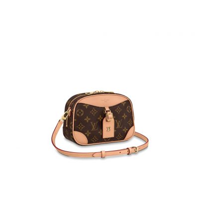 LOUIS VUITTON Deauville Mini Bag. Original Quality Bag including gift box, care book, dust bag, authenticity card. For Fall-Winter 2020, Nicolas Ghesquière introduces the Deauville Mini handbag. This adorable camera bag in Monogram canvas with natural leather trim will bring a touch of retro chic to any look. Compact and lightweight, it has an adjustable leather strap for shoulder and cross-body carry. | CRIS&COCO Authentic Quality Designer Bags and Luxury Accessories