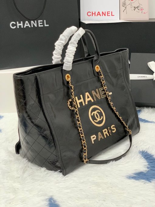 CHANEL Large Shiny Calfskin Tote Bag. Original Quality Bag, care book, dust bag, authenticity card.| Cris and Coco Authentic Quality Designer Bags and Accessories