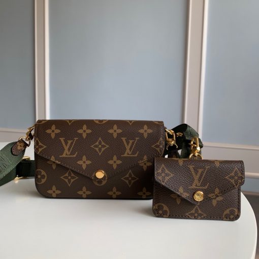 LOUIS VUITTON Multi Pochette Félicie Strap & Go. Original Quality Bag including gift box, care book, dust bag, authenticity card. Inspired by the versatile Félicie Pochette, the Félicie Strap & Go in iconic Monogram canvas offers even more options. The main pouch holds everyday essentials, including a smartphone, while a removable mini-pouch, ideal for a transport or contactless card, is attached to the jacquard strap. The strap can be adjusted for multiple carry options. | CRIS&COCO Authentic Quality Designer Bags and Luxury Accessories