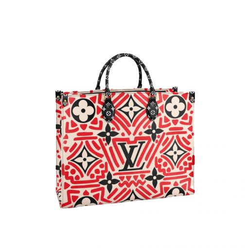 LOUIS VUITTON Crafty Onthego GM. Original Quality Bag including gift box, care book, dust bag, authenticity card. Part of the LV Crafty capsule collection for Fall 2020, the Onthego GM tote bag takes on a graphic vibe thanks to its Monogram Giant canvas with a bold graffiti-inspired allover print. As useful on workdays as weekends, this stylish tote’s boxy shape means lots of room inside for office files and a laptop. | CRIS&COCO Authentic Quality Designer Bags and Luxury Accessories