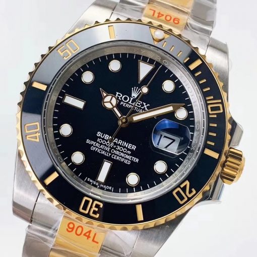 ROLEX Submariner. Best quality watch including gift box, literature, dust bag, authenticity card. Rolex presents Oyster Perpetual Submariner watch that exemplify the historic links between Rolex and the world of diving. This timepiece is highlighted by the light reflections from the case sides and lugs – and fitted on a remodeled bracelet. Water-resistant. Japanese movement. | CRIS&COCO Authentic Quality Designer Bags and Luxury Accessories