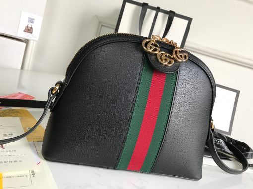 GUCCI Ophidia GG Small Rounded Top Shoulder Bag. Original Quality Bag including gift box, care book, dust bag, authenticity card. This rounded top shoulder bag is a heritage-inspired addition to accessories edit. Complete with the label's signature motifs – GG Supreme print, green and red Web, and golden-tone hardware – it's a perfect modern interpretation of coveted vintage pieces. Carry the runway design with tailored looks for effortless workwear style. | CRIS&COCO Authentic Quality Designer Bags and Luxury Accessories