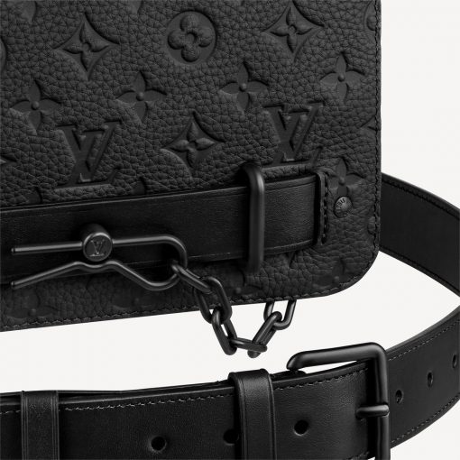 LOUIS VUITTON Steamer Messenger. The new Messenger brings a sophisticated touch of Louis Vuitton heritage to the New Classics collection. Supple Monogram Taurillon leather/Monogram Eclipse canvas are accented by signature features like a steamer-style chain. Easy to carry with its removable strap, it offers a spacious zipped compartment plus a front flap pocket with a secure magnetic closure. | CRIS&COCO Authentic Quality Designer Bags and Luxury Accessories