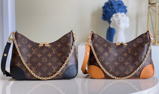 LOUIS VUITTON Boulogne Handbag. Original Quality Bag including gift box, care book, dust bag, authenticity card. The versatile Boulogne handbag is made from classic Monogram canvas and features a removable strap, enabling cross-body, long-shoulder and short-shoulder carry. Without its strap, the Boulogne becomes a small chain bag or clutch for more formal occasions. It has a double-zip opening and an inside flat pocket large enough for an iPhone 12 Pro. | CRIS&COCO Authentic Quality Designer Bags and Luxury Accessories