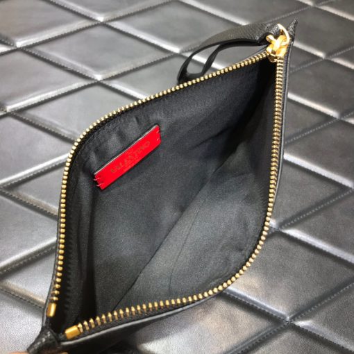 VALENTINO GARAVANI Leather Clutch with V Logo.