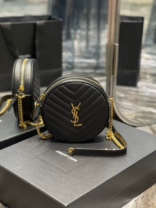 SAINT LAURENT Vinyle Round Camera Bag.