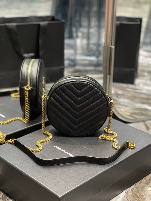 SAINT LAURENT Vinyle Round Camera Bag.