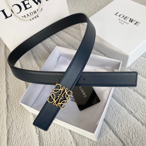 LOEWE Anagram Belt. Original Quality Belt including gift box, care book, dust bag, authenticity card. This belt is crafted in smooth calfskin with a LOEWE Anagram buckle. The label’s now-iconic Anagram – rendered in gleaming golden/silver/black tone metal – takes no lesser pride of place, though. Originally designed in 1970 in homage to the label’s founder and refreshed when Jw Anderson took over the reins, it’s an icon that points to the past and future at once.  | CRIS&COCO Authentic Quality Designer Bag and Luxury Accessories