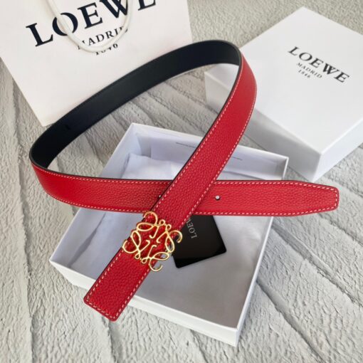 LOEWE Anagram Belt. Original Quality Belt including gift box, care book, dust bag, authenticity card. This belt is crafted in smooth calfskin with a LOEWE Anagram buckle. The label’s now-iconic Anagram – rendered in gleaming golden/silver/black tone metal – takes no lesser pride of place, though. Originally designed in 1970 in homage to the label’s founder and refreshed when Jw Anderson took over the reins, it’s an icon that points to the past and future at once.  | CRIS&COCO Authentic Quality Designer Bag and Luxury Accessories