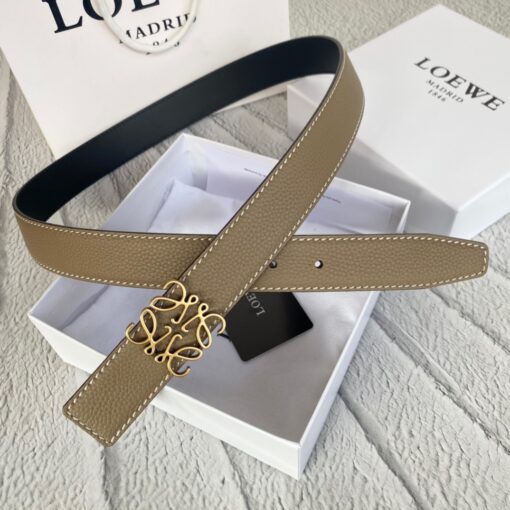 LOEWE Anagram Belt. Original Quality Belt including gift box, care book, dust bag, authenticity card. This belt is crafted in smooth calfskin with a LOEWE Anagram buckle. The label’s now-iconic Anagram – rendered in gleaming golden/silver/black tone metal – takes no lesser pride of place, though. Originally designed in 1970 in homage to the label’s founder and refreshed when Jw Anderson took over the reins, it’s an icon that points to the past and future at once.  | CRIS&COCO Authentic Quality Designer Bag and Luxury Accessories