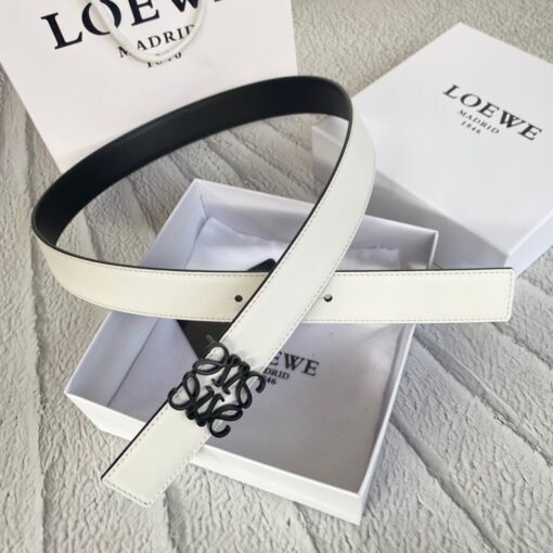 LOEWE Anagram Belt. Original Quality Belt including gift box, care book, dust bag, authenticity card. This belt is crafted in smooth calfskin with a LOEWE Anagram buckle. The label’s now-iconic Anagram – rendered in gleaming golden/silver/black tone metal – takes no lesser pride of place, though. Originally designed in 1970 in homage to the label’s founder and refreshed when Jw Anderson took over the reins, it’s an icon that points to the past and future at once.  | CRIS&COCO Authentic Quality Designer Bag and Luxury Accessories