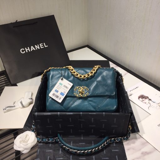 CHANEL '19' Flap Bag. High-end quality bag including gift box, literature, dust bag, authenticity card. Chanel's newest bag was designed along with Virginie Viard, and it made its debut on the runway of Paris Fashion Week earlier this year. The bag, called the Chanel 19 Bag, is aptly named after its birth year, and it is said to be inspired by the classic 2.55 bag.