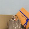 LOUIS VUITTON Onthego PM. Original Quality Bag including gift box, care book, dust bag, authenticity card. Inspired by Louis Vuitton’s famous Sac Plat from 1968, the Onthego PM tote is fashioned in Monogram Empreinte leather, embossed with a Giant Bicolor Monogram pattern. This smaller version of the original Onthego fits essentials such as an iPad Mini. Articulated top handles and an adjustable removable strap offer a variety of carry options.