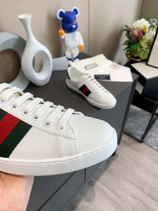 GUCCI Sneaker. Original Quality Sneaker including gift box, care book, dust bag, authenticity card. The classic low-top sneaker in leather with Web detail. These are so great that they would soon become a part of your every day wardrobe.