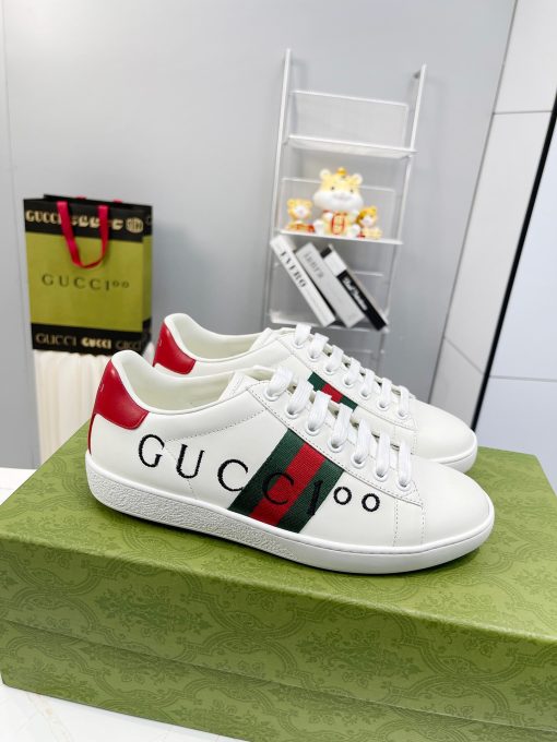 GUCCI Sneaker. Original Quality Sneaker including gift box, care book, dust bag, authenticity card. The classic low-top sneaker in leather with Web detail. These are so great that they would soon become a part of your every day wardrobe.