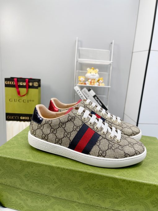 GUCCI Sneaker. Original Quality Sneaker including gift box, care book, dust bag, authenticity card. The classic low-top sneaker in leather with Web detail. These are so great that they would soon become a part of your every day wardrobe.