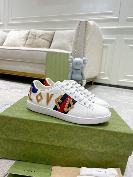 GUCCI Sneaker. Original Quality Sneaker including gift box, care book, dust bag, authenticity card. The classic low-top sneaker in leather with Web detail. These are so great that they would soon become a part of your every day wardrobe.