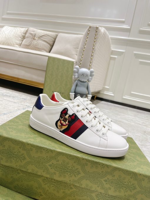 GUCCI Sneaker. Original Quality Sneaker including gift box, care book, dust bag, authenticity card. The classic low-top sneaker in leather with Web detail. These are so great that they would soon become a part of your every day wardrobe.