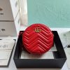 GUCCI GG Marmont Mini Leather Round Shoulder Bag. This Gucci GG Marmont mini round shoulder bag certainly seems to fit the bill! Mini bags are hot this season and we could be more supportive of this trend. This bag from Gucci is only for essentials, the phone will be on your hands, the credit card in your pocket and your lipstick have a 24-hour duration. Crafted from plain/quilted leather, this fun-size accessory has a chain and leather shoulder strap and is adorned with the signature metal GG logo. All the best things come in small packages. Featuring a top zip fastening and gold-tone/silver-tone hardware.