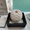 GUCCI GG Marmont Mini Leather Round Shoulder Bag. This Gucci GG Marmont mini round shoulder bag certainly seems to fit the bill! Mini bags are hot this season and we could be more supportive of this trend. This bag from Gucci is only for essentials, the phone will be on your hands, the credit card in your pocket and your lipstick have a 24-hour duration. Crafted from plain/quilted leather, this fun-size accessory has a chain and leather shoulder strap and is adorned with the signature metal GG logo. All the best things come in small packages. Featuring a top zip fastening and gold-tone/silver-tone hardware.