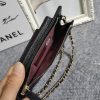 CHANEL Compact Double Pouch With Chain. This bag is designed with a Classic Look refined the gold toned iconic CC logo and the woven chain leather strap for shoulder carry. It’s made from soft and luxurious lambskin. The bag features a front pocket for card slots and several patch pockets including a center zip pocket. It’s a simple yet easy-to-transport bag for casual use, like a WOC but then smaller. Actually, it’s better than the Flat Wallet Pouch. More convenient thanks to the extra pockets..