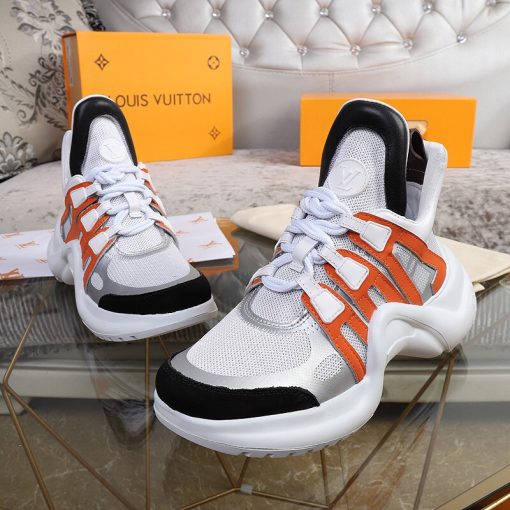 LOUIS VUITTON 'Archlight' Trainer. Original Quality Sneaker including gift box, care book, dust bag, authenticity card. This futuristic sneaker balances a springy wave-shaped outsole and an oversized tongue with a low cut around the ankle for a delicate, feminine touch.