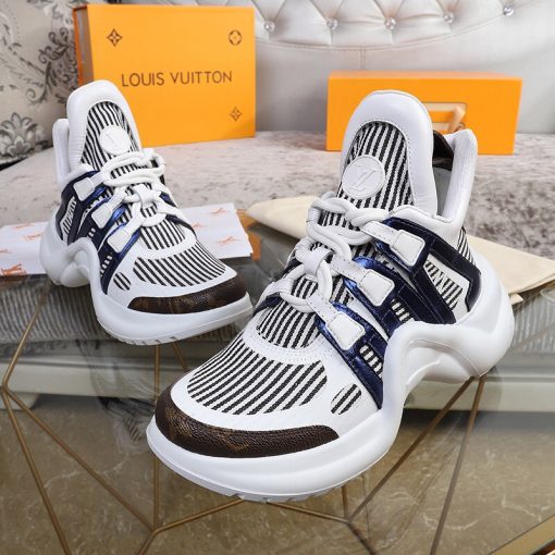 LOUIS VUITTON 'Archlight' Trainer. Original Quality Sneaker including gift box, care book, dust bag, authenticity card. This futuristic sneaker balances a springy wave-shaped outsole and an oversized tongue with a low cut around the ankle for a delicate, feminine touch.