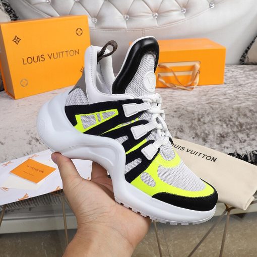 LOUIS VUITTON 'Archlight' Trainer. Original Quality Sneaker including gift box, care book, dust bag, authenticity card. This futuristic sneaker balances a springy wave-shaped outsole and an oversized tongue with a low cut around the ankle for a delicate, feminine touch.