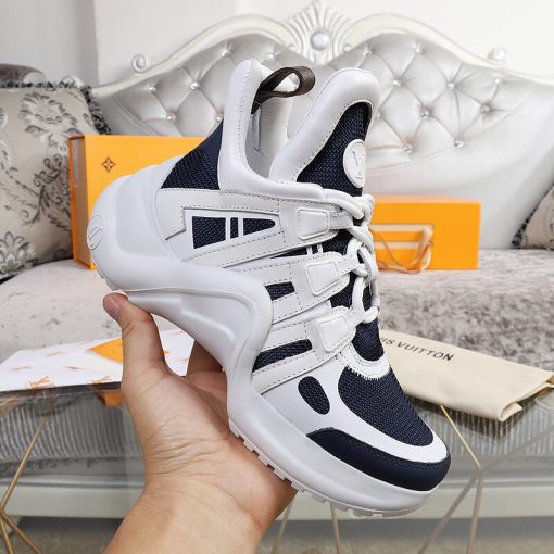 LOUIS VUITTON 'Archlight' Trainer. Original Quality Sneaker including gift box, care book, dust bag, authenticity card. This futuristic sneaker balances a springy wave-shaped outsole and an oversized tongue with a low cut around the ankle for a delicate, feminine touch.