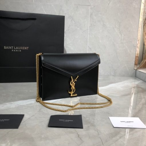 SAINT LAURENT Cassandra Monogram Chain Bag. Original Quality Bag including gift box, literature, dust bag, authenticity card. This Cassandra shoulder bag is a masterclass in refined elegance. Crafted in calf leather, it's punctuated with metal-tone hardware including purse feet to keep it in pristine condition. Whether you wear it over one shoulder or carried in-hand is up to you.