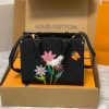 LOUIS VUITTON x Yayoi Kusama OnTheGo PM. High-End Quality Bag including gift box, care book, dust bag, authenticity card.  The LVxYK OnTheGo PM exuberates artwork with its high-precision marquetry featuring three flowers and a butterfly. Yayoi Kusama, the artist behind the Louis Vuitton x Yayoi Kusama collection, was raised surrounded by roses at her family’s plant nursery in Japan, and she has since created a number of masterpieces depicting them. Crafted within Monogram Empreinte cowhide, the bag is a stunning homage to art and Louis Vuitton’s exceptional craftsmanship.