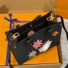 LOUIS VUITTON x Yayoi Kusama OnTheGo PM. High-End Quality Bag including gift box, care book, dust bag, authenticity card.  The LVxYK OnTheGo PM exuberates artwork with its high-precision marquetry featuring three flowers and a butterfly. Yayoi Kusama, the artist behind the Louis Vuitton x Yayoi Kusama collection, was raised surrounded by roses at her family’s plant nursery in Japan, and she has since created a number of masterpieces depicting them. Crafted within Monogram Empreinte cowhide, the bag is a stunning homage to art and Louis Vuitton’s exceptional craftsmanship.