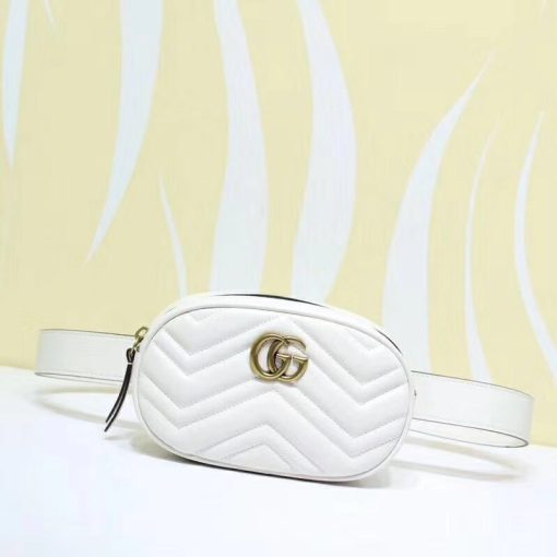 GUCCI 'Marmont' Belt Bag. Original Quality Bag including gift box, care book, dust bag, authenticity card. Part of the GG Marmont line, the belt bag was presented for the first time by Alessandro Michele in the Pre-Fall 2017 collection. It has a sportswear-inspired rounded shape with a leather belt which is designed so the bag can be worn high on the waist. It features the recognizable Double G detail-an archival play on the Running G.