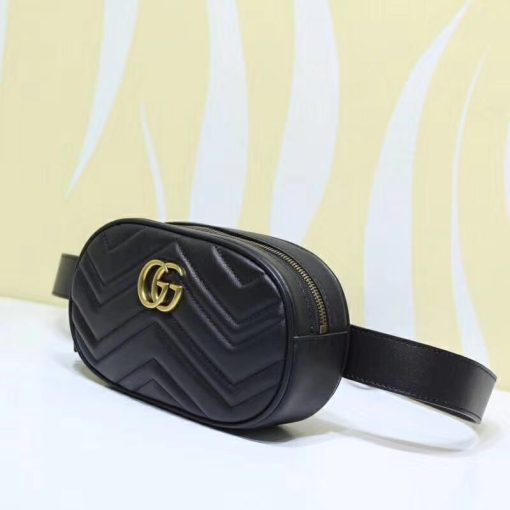 GUCCI 'Marmont' Belt Bag. Original Quality Bag including gift box, care book, dust bag, authenticity card. Part of the GG Marmont line, the belt bag was presented for the first time by Alessandro Michele in the Pre-Fall 2017 collection. It has a sportswear-inspired rounded shape with a leather belt which is designed so the bag can be worn high on the waist. It features the recognizable Double G detail-an archival play on the Running G.