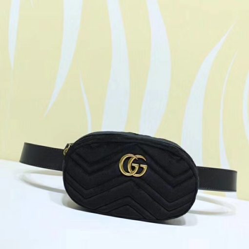 GUCCI 'Marmont' Belt Bag. Original Quality Bag including gift box, care book, dust bag, authenticity card. Part of the GG Marmont line, the belt bag was presented for the first time by Alessandro Michele in the Pre-Fall 2017 collection. It has a sportswear-inspired rounded shape with a leather belt which is designed so the bag can be worn high on the waist. It features the recognizable Double G detail-an archival play on the Running G.