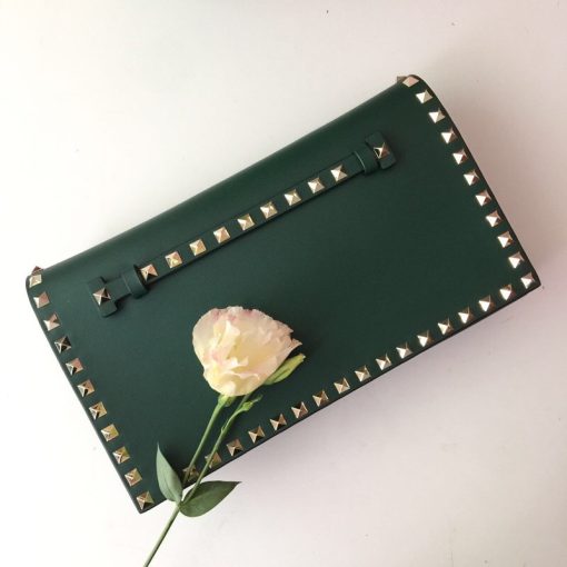 VALENTINO GARAVANI The Rockstud Leather Clutch. Original Quality Clutch. Authentic Style in Genuine Calf Leather. With Metal Hardware and Authentic Packaging. Delivered in Original Quality Dust Bag.