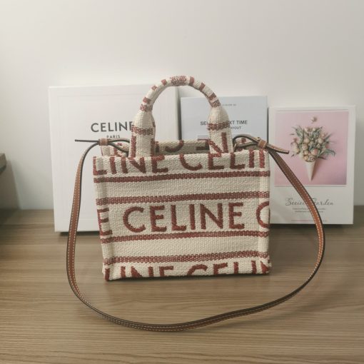 CELINE Small Cabas Thais In Textile. Original Quality Bag including gift box, care book, dust bag, authenticity card. Introducing a new Celine print, called ‘All Over’. These bags are adorned with the house’s logo all over the bag. They’re partly crafted from textile and calfskin.