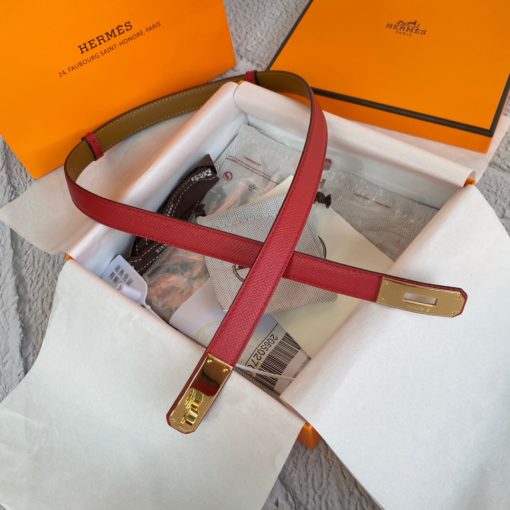 HERMÈS Kelly 18 Belt. Original Quality Belt including gift box, care book, dust bag, authenticity card. The variations of these one size fits all belts change the ways in which they can be worn by adjusting to all sizes while reinterpreting classic Hermes pieces with clever jewel clasps. Thanks to the clever sliding system, this one-size-fits-most belt may be worn at the waist or on the hips.