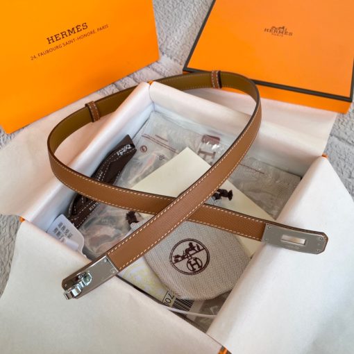 HERMÈS Kelly 18 Belt. Original Quality Belt including gift box, care book, dust bag, authenticity card. The variations of these one size fits all belts change the ways in which they can be worn by adjusting to all sizes while reinterpreting classic Hermes pieces with clever jewel clasps. Thanks to the clever sliding system, this one-size-fits-most belt may be worn at the waist or on the hips.