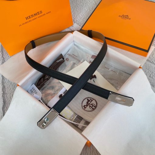 HERMÈS Kelly 18 Belt. Original Quality Belt including gift box, care book, dust bag, authenticity card. The variations of these one size fits all belts change the ways in which they can be worn by adjusting to all sizes while reinterpreting classic Hermes pieces with clever jewel clasps. Thanks to the clever sliding system, this one-size-fits-most belt may be worn at the waist or on the hips.